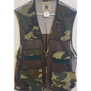 Northwest Territory Hunting Vest Mens Large Green Camo Mesh Ammo Pockets ZIPPER